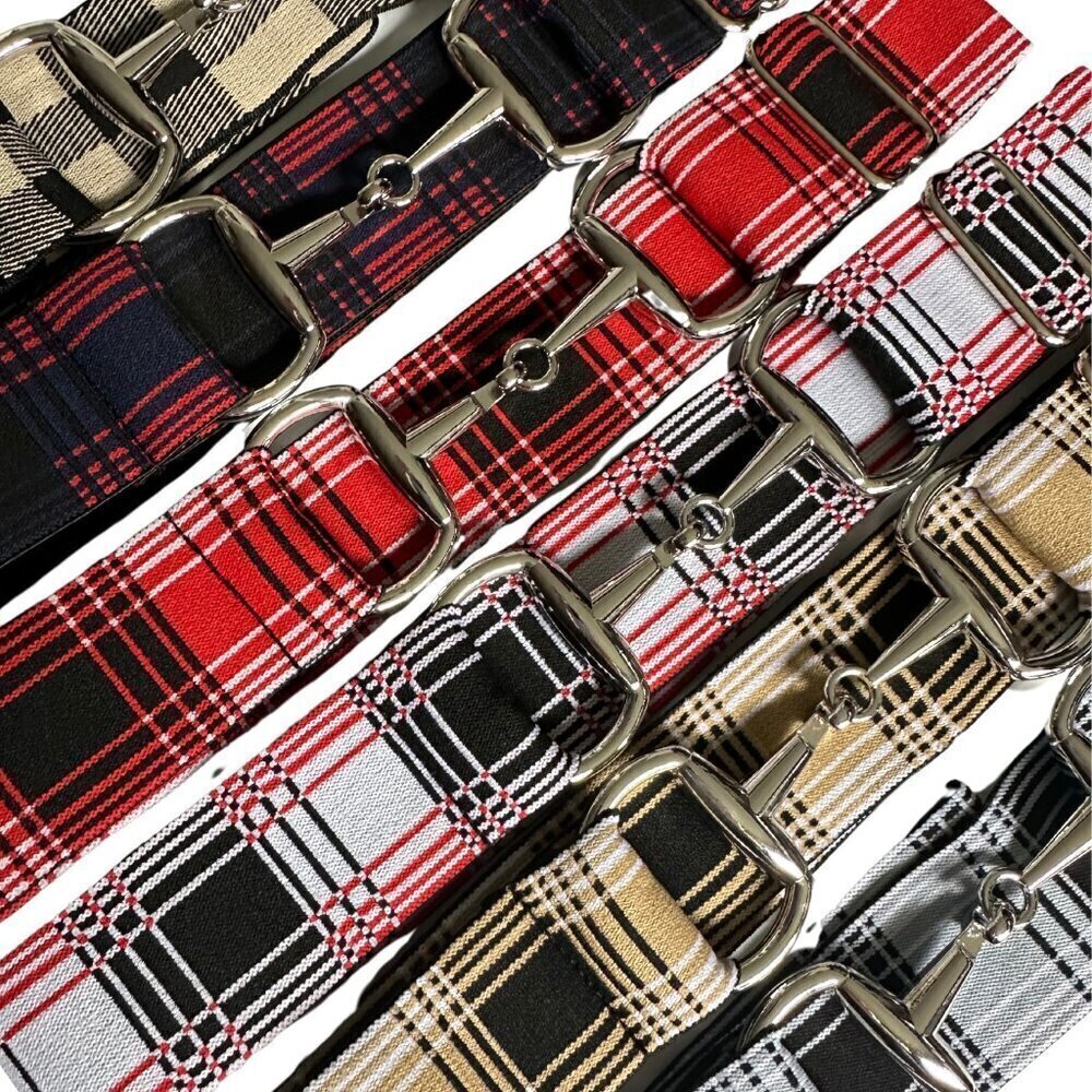 Elastic Silver Horse Bit Belts for Equestrians Plaid in Multiple Colors!